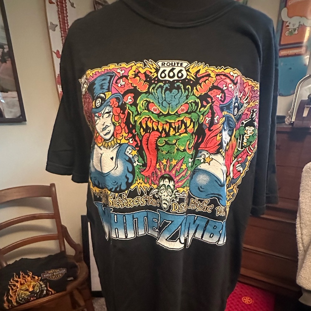 Black Graphic T-Shirt with Colorful Design